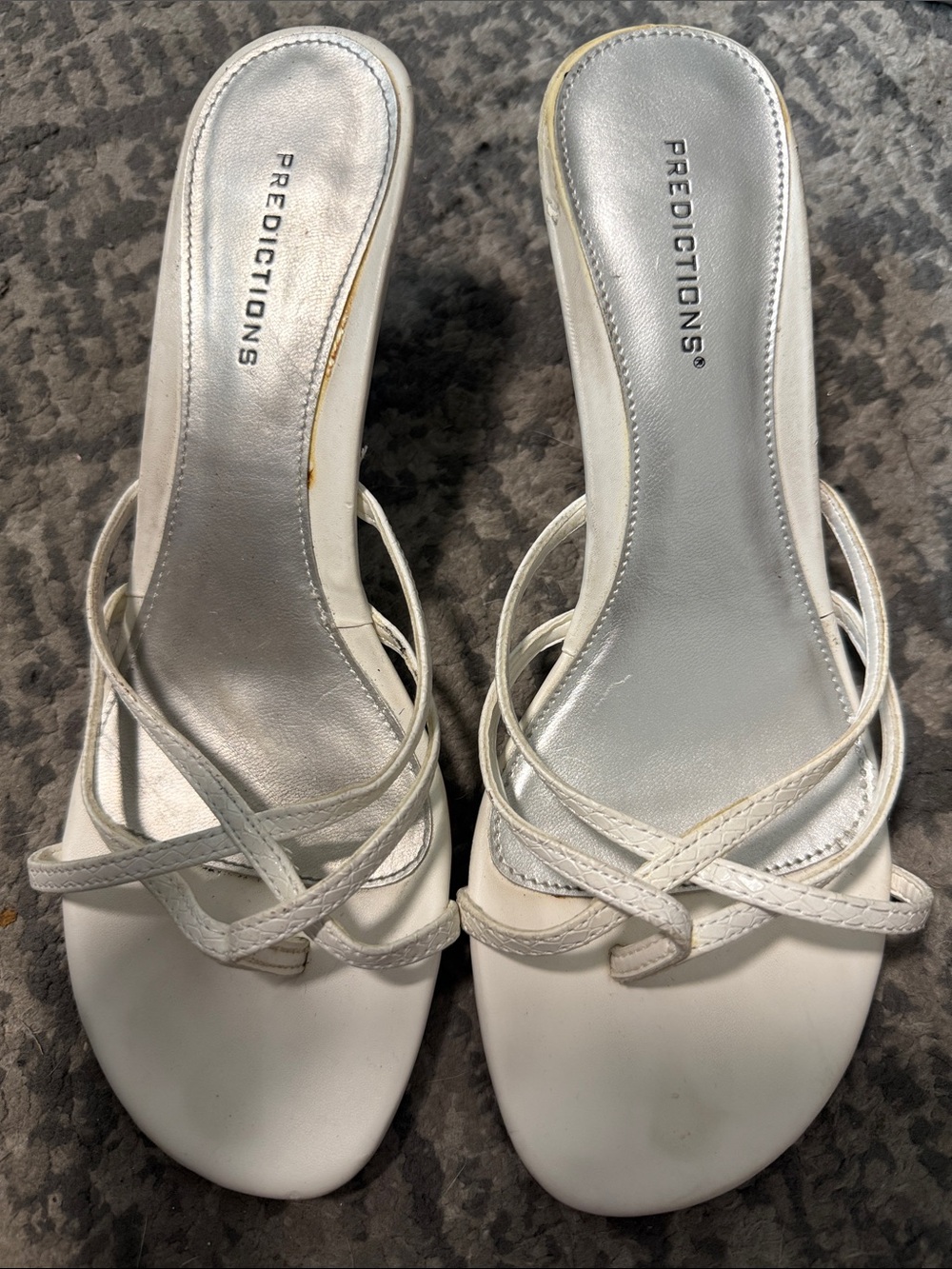 Predictions White Strappy Slip-On kitten heel